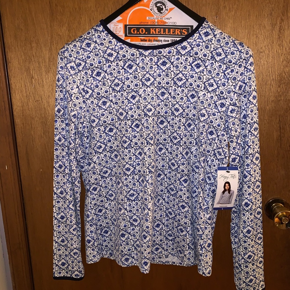 New Blue Patterned Swim Shirt